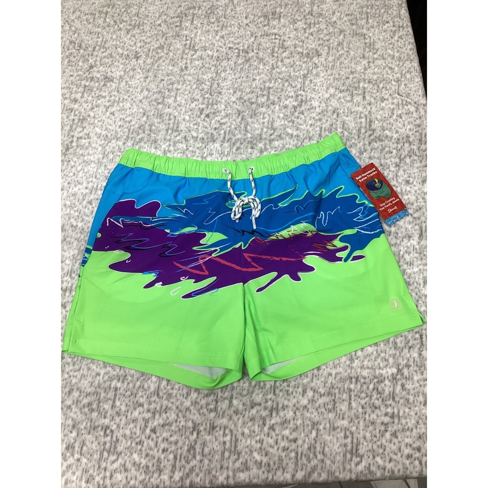 Shinesty Mens Ball Hammock Swim Trunks The Snack Shack Neon Blue Green M